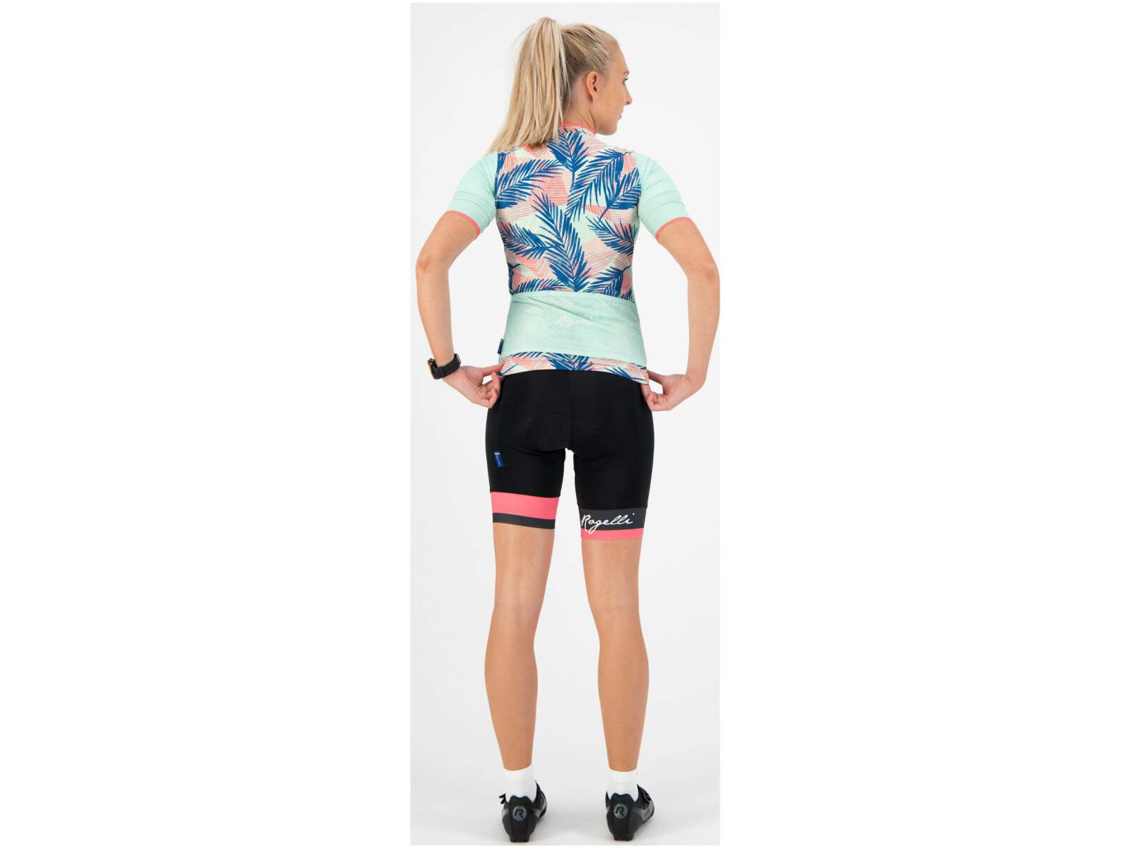 Damska koszulka rowerowa Rogelli LEAF z krótkim rękawem