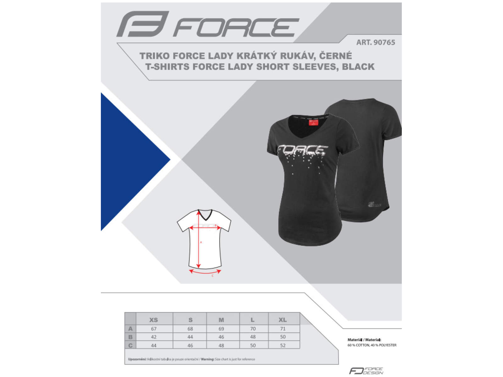 Koszulka t-shirt Force LADY tabela rozmiarów
