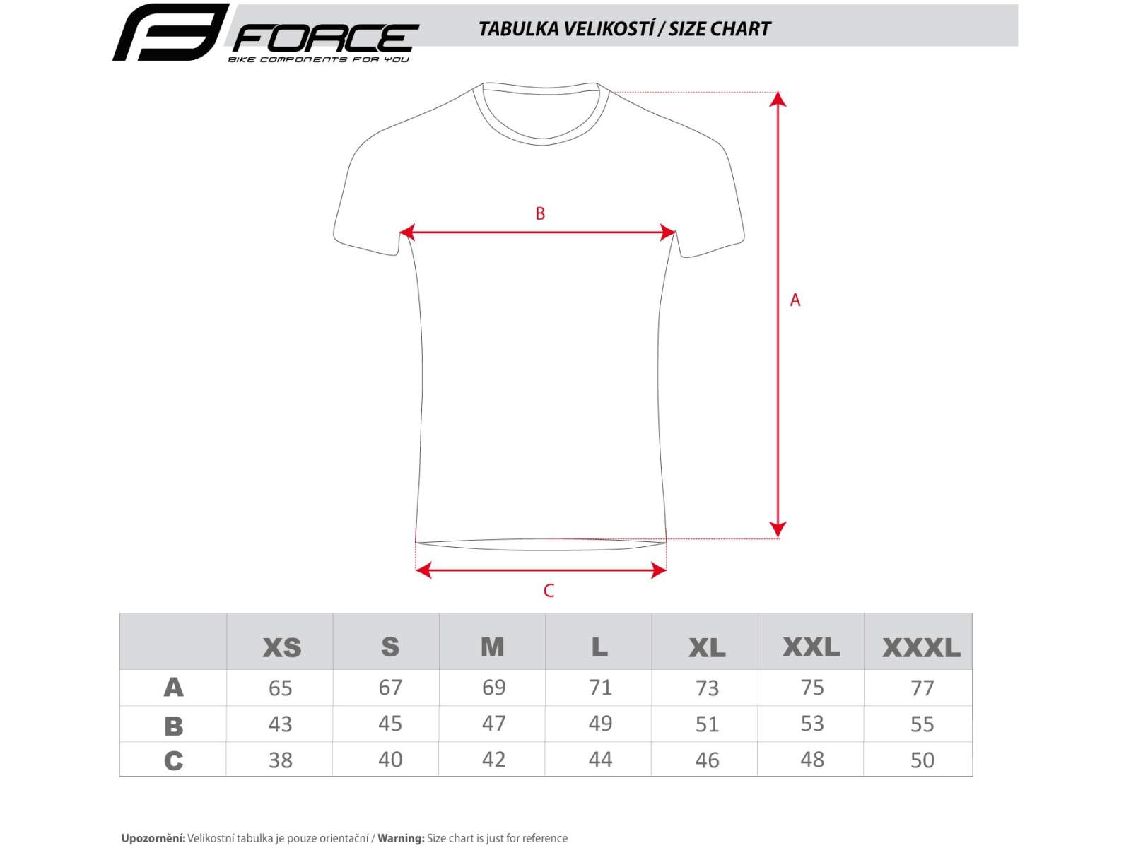 Koszulki - t-shirt force tabela rozmiarów