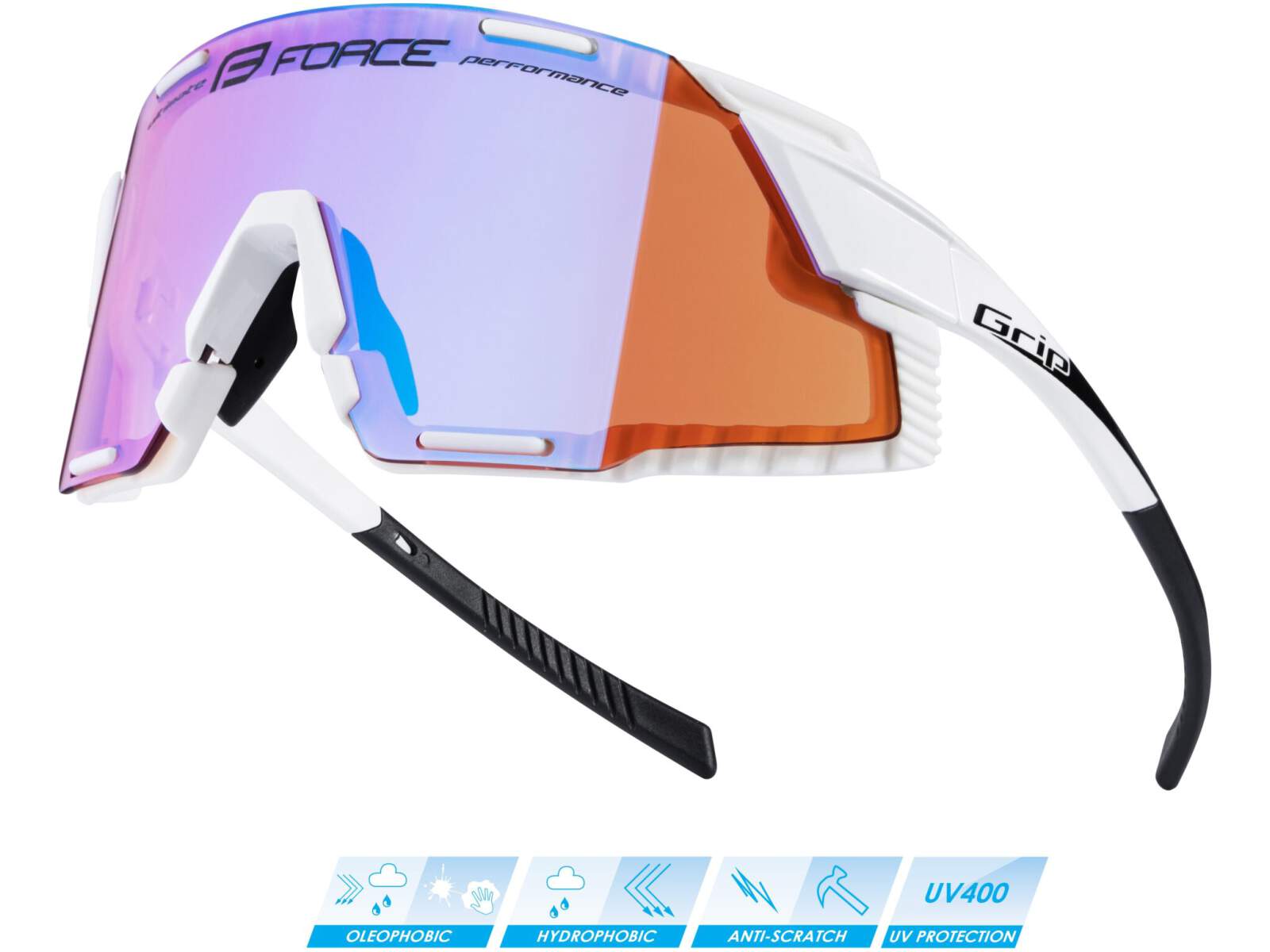 Okulary rowerowe Force GRIP szkła fioletowe kontrastowe