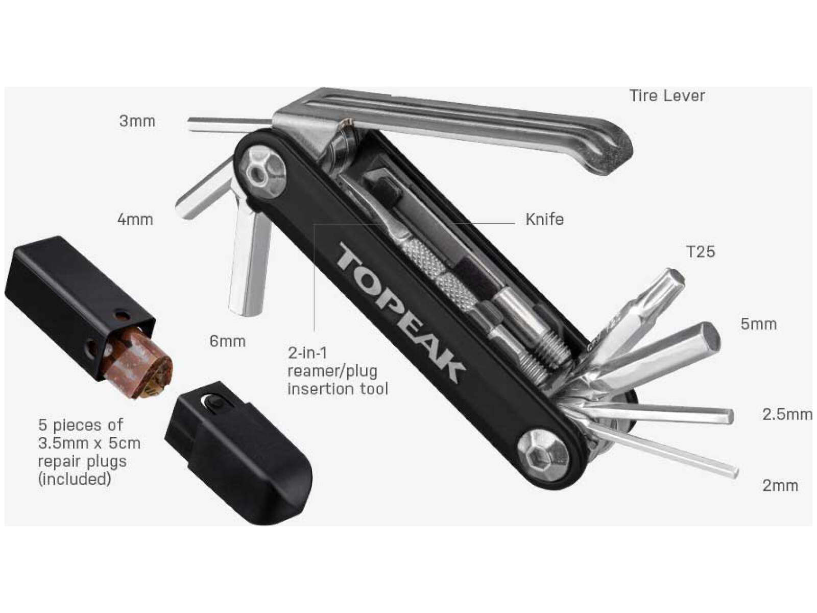 Zestaw kluczy rowerowych Topeak TUBI 11 COMBO (zestaw naprawczy do opon bezdędkowych)