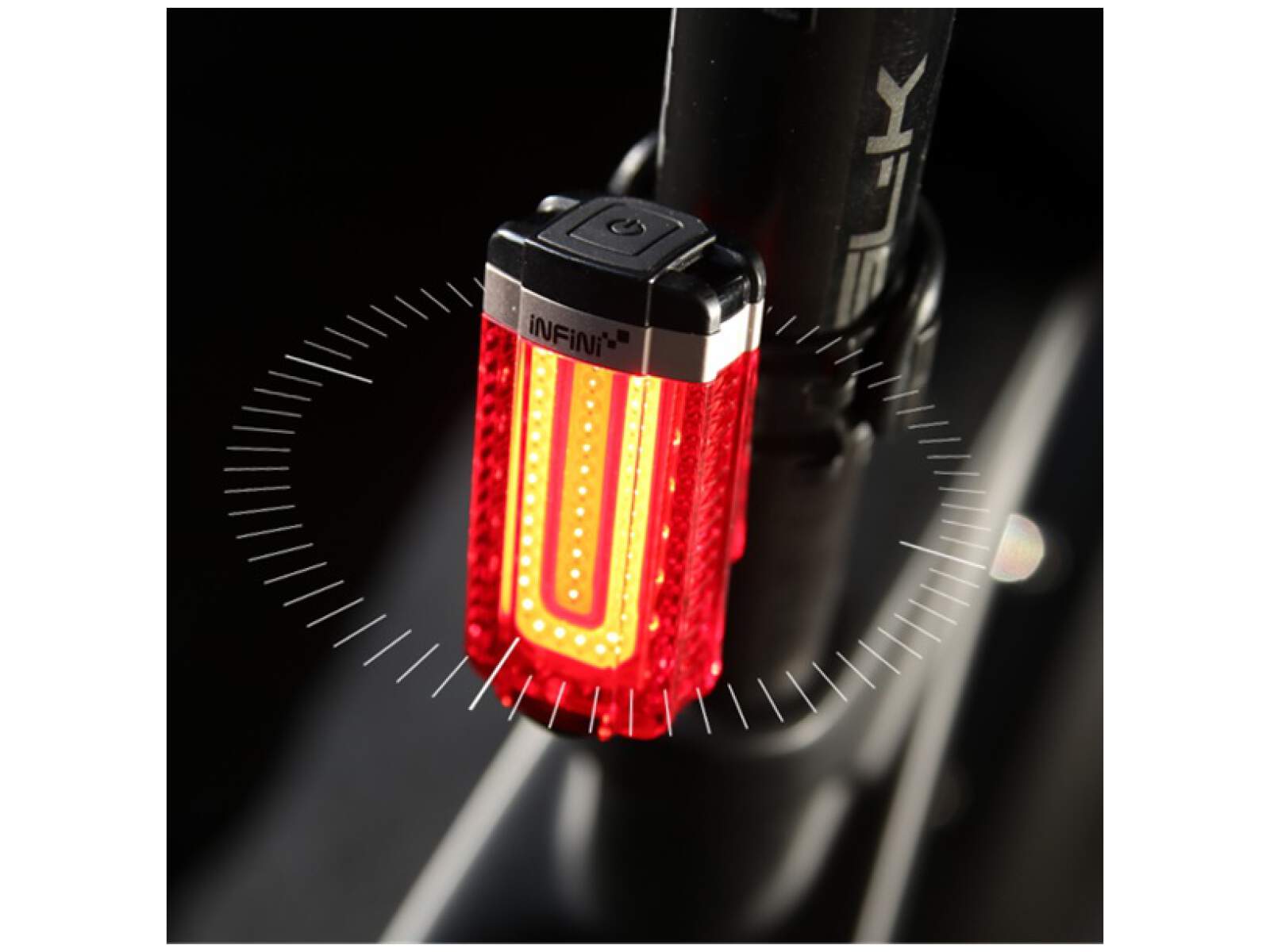 Lampka rowerowa tylna Infini TRON Black USB