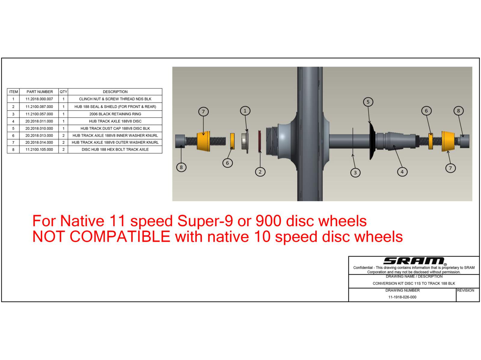 Zestaw do konersji osi ZIPP TRACK DISC do Track 188 11xDisc