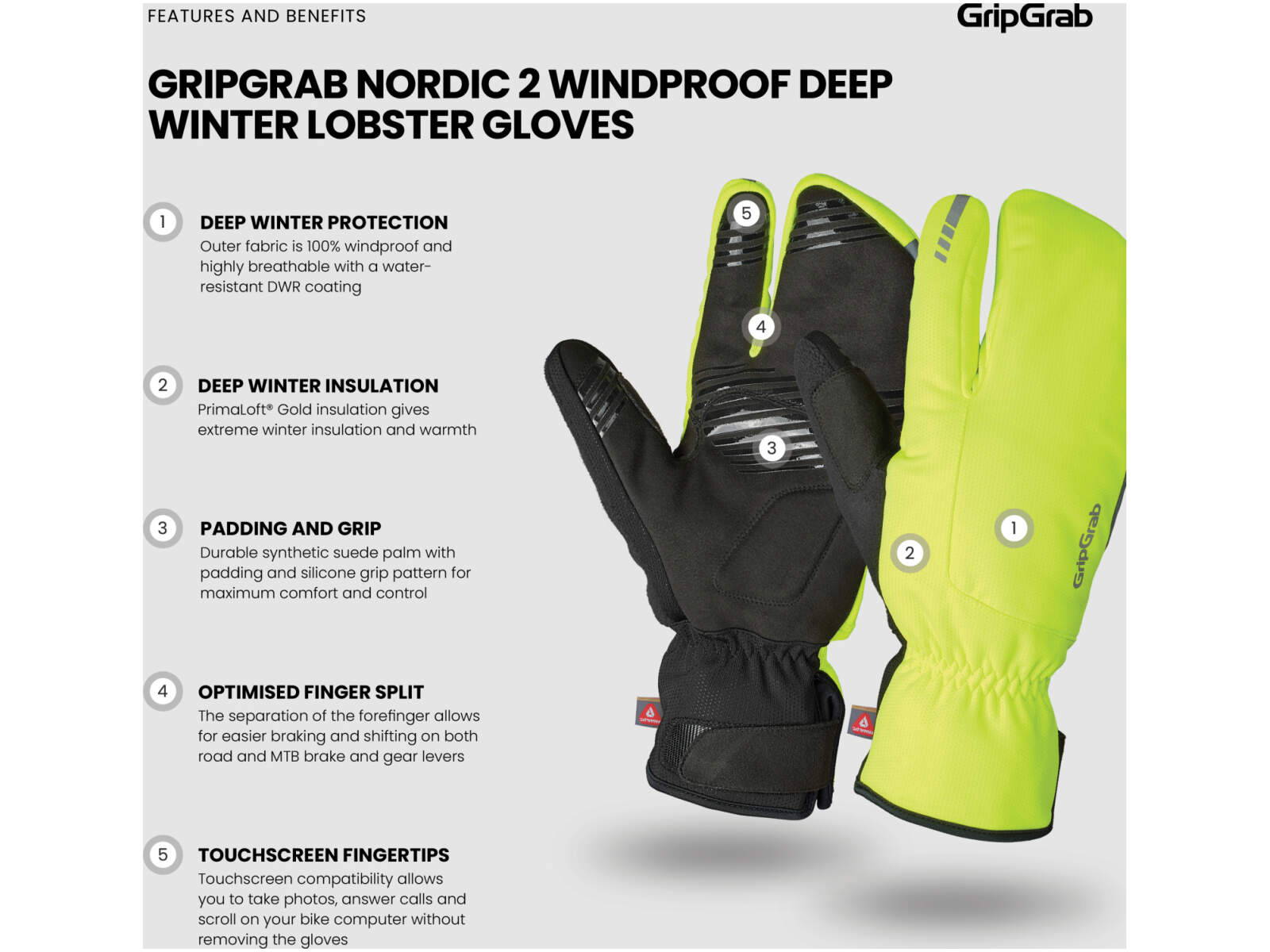 GripGrab Nordic 2 Windproof Deep Winter Lobster Gloves