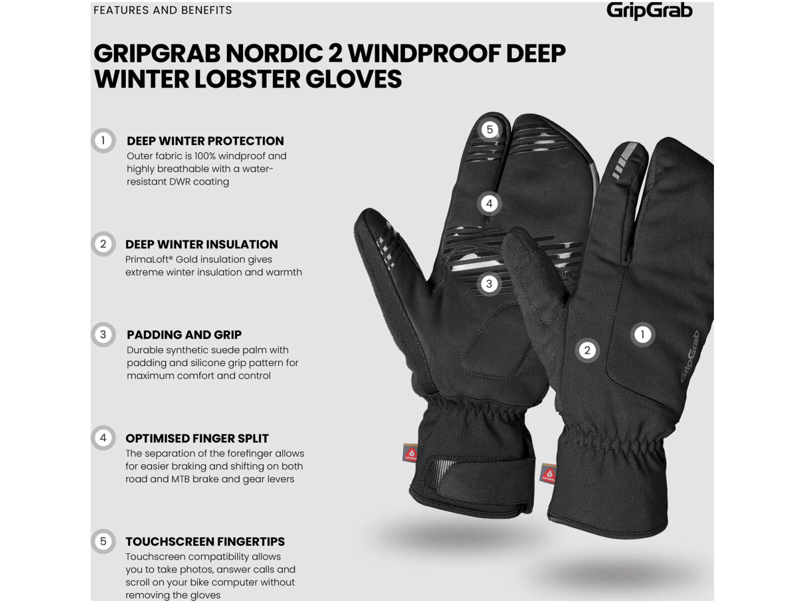 GripGrab Nordic 2 Windproof Deep Winter Lobster Gloves