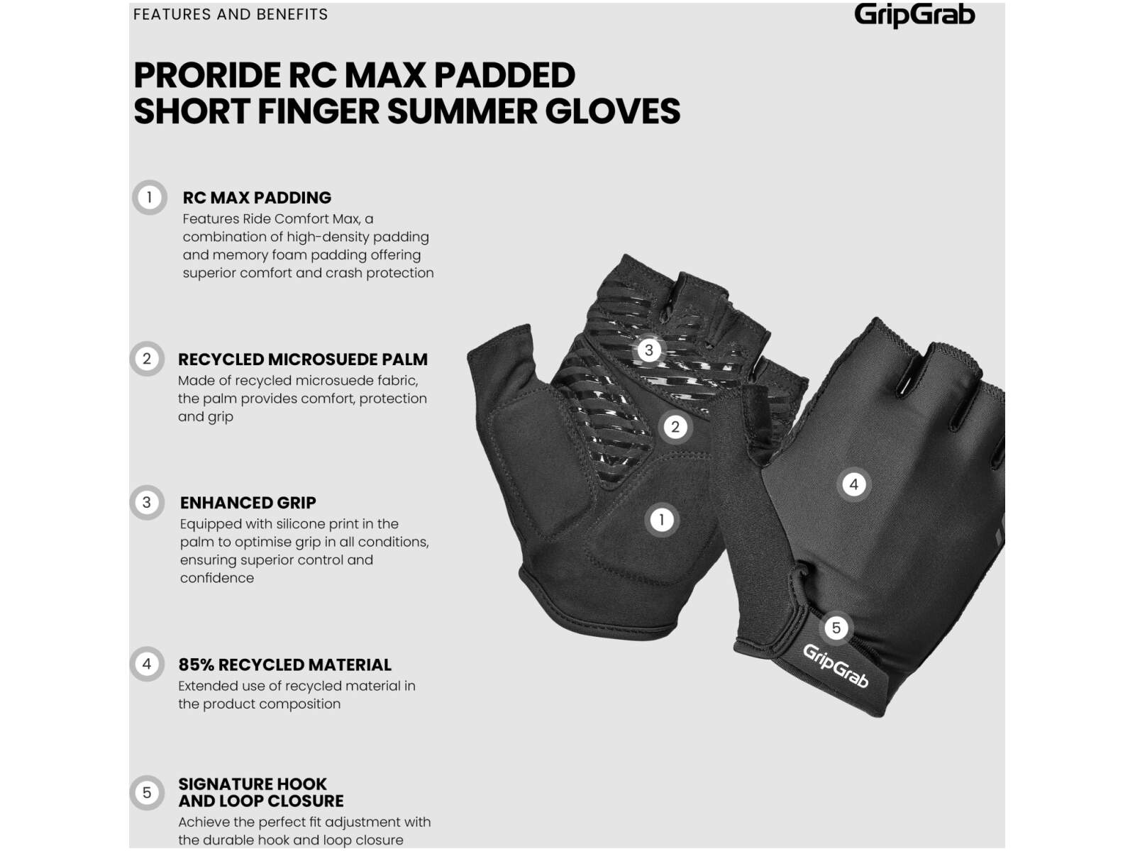 GripGrab ProRide RC Max Padded Short Finger Summer Gloves