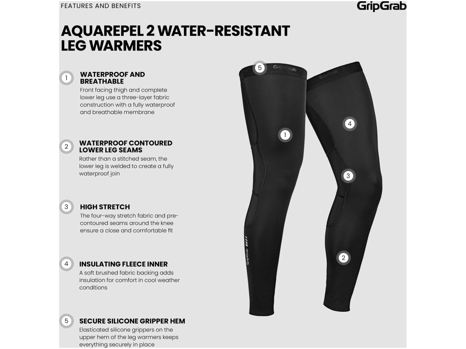 Nogawki GripGrab AquaRepel 2 Water-Resistant Leg Warmers