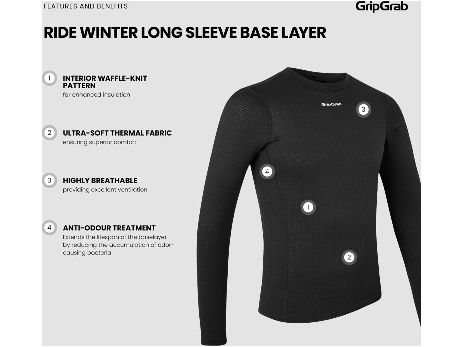 Koszulka termoaktywna GRIPGRAP męska RIDE Winter Long Sleeve Base Layer