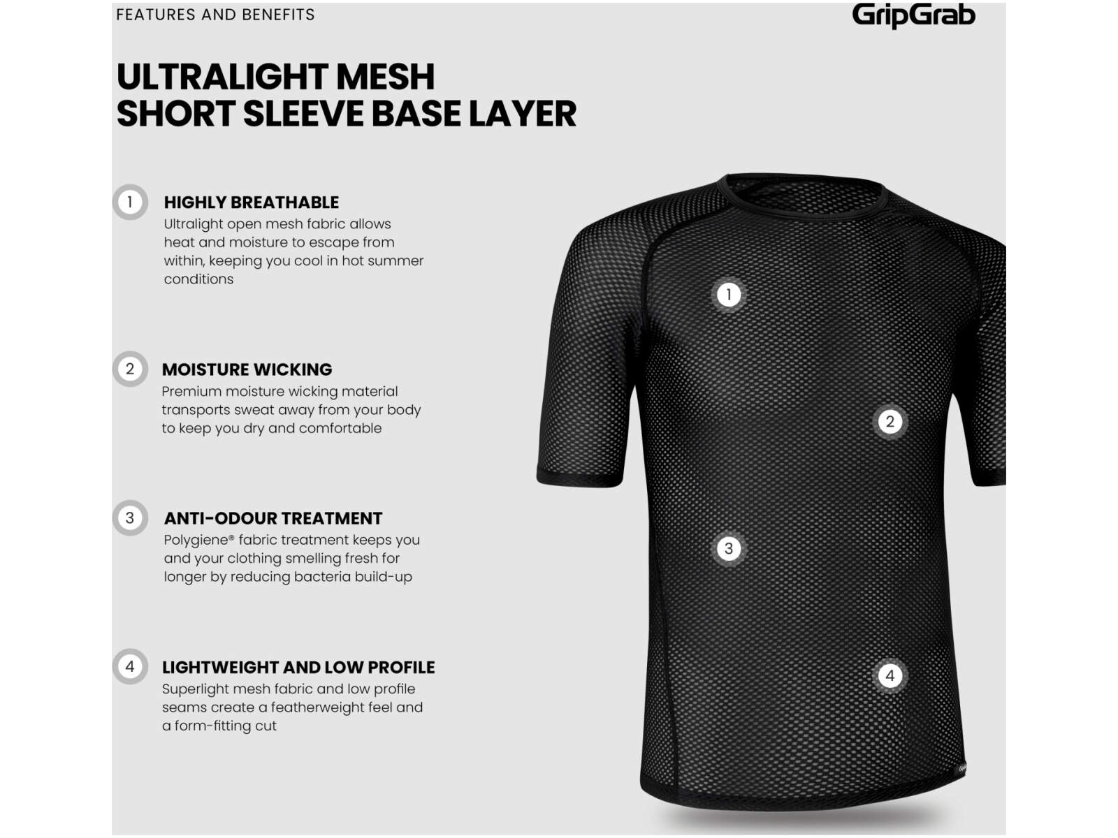 GripGrab Ultralight Mesh Short Sleeve Base Layer